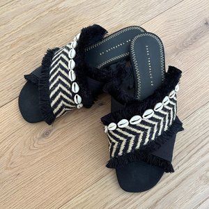 Zara Seashell Sandals with Fringe in Size 40